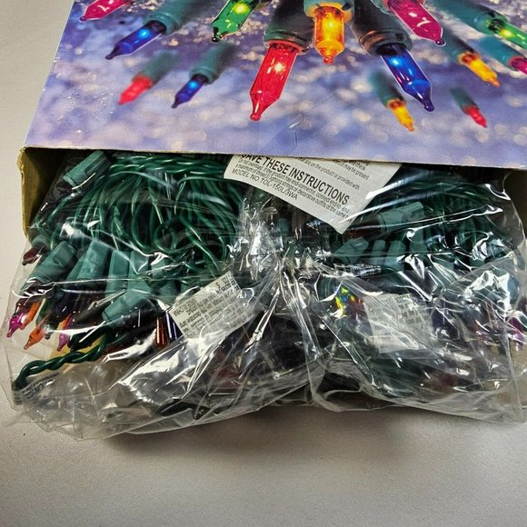 Set of 300 Steady / 3-Way Flashing Multicolor String Lights NEW Green Wire - Picture 5 of 5